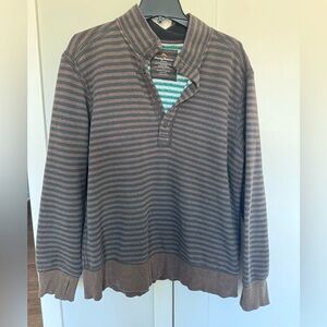 Tommy Bahama Brown & Gray Striped Zip-Neck Men’s Sweater